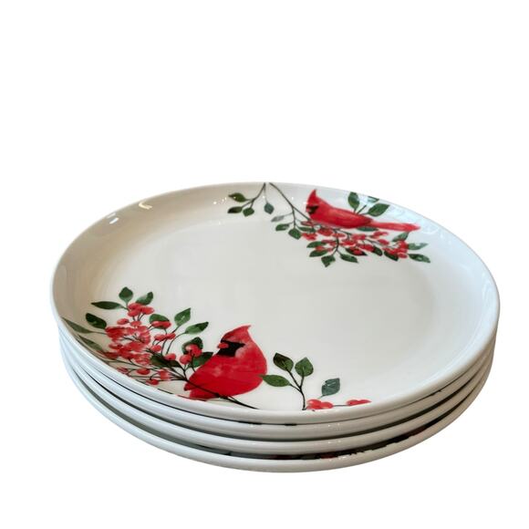 MIKASA Cardinal Leaves Porcelain Salad Plates 9in Set of 4 NEW - Picture 5 of 15